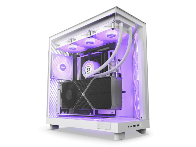 Кутия NZXT H6 Flow RGB Matte White, Middle Tower, 2x USB 3.2 Gen 1, 1x USB 3.2 Gen 2 Type-C, ATX, Micro-ATX, Mini-ITX