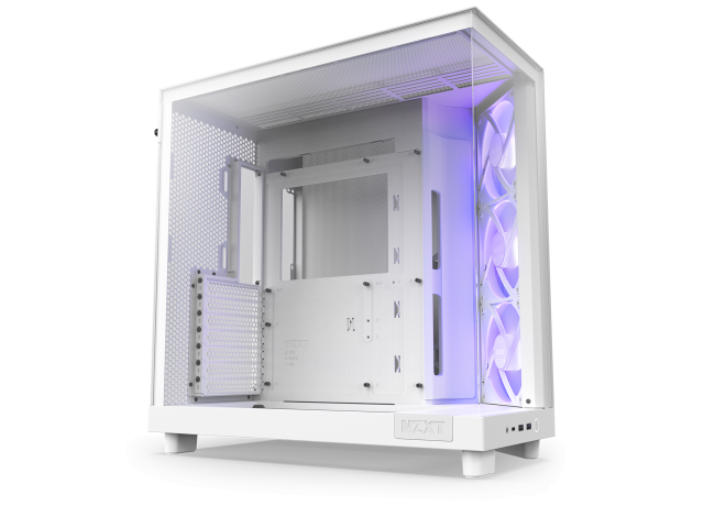 Кутия NZXT H6 Flow RGB Matte White, Middle Tower, 2x USB 3.2 Gen 1, 1x USB 3.2 Gen 2 Type-C, ATX, Micro-ATX, Mini-ITX