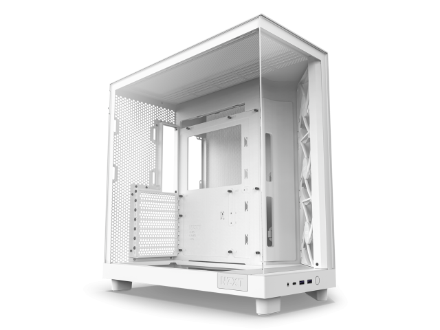 Кутия NZXT H6 Flow RGB Matte White, Middle Tower, 2x USB 3.2 Gen 1, 1x USB 3.2 Gen 2 Type-C, ATX, Micro-ATX, Mini-ITX