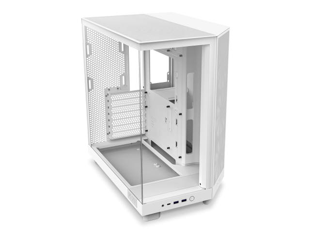 Кутия NZXT H6 Flow RGB Matte White, Middle Tower, 2x USB 3.2 Gen 1, 1x USB 3.2 Gen 2 Type-C, ATX, Micro-ATX, Mini-ITX