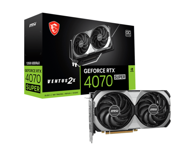 Видео карта MSI NVIDIA GeForce RTX 4070 SUPER 12GB GDDR6X VENTUS 2X OC, 192-bit, HDMI, 3x DP