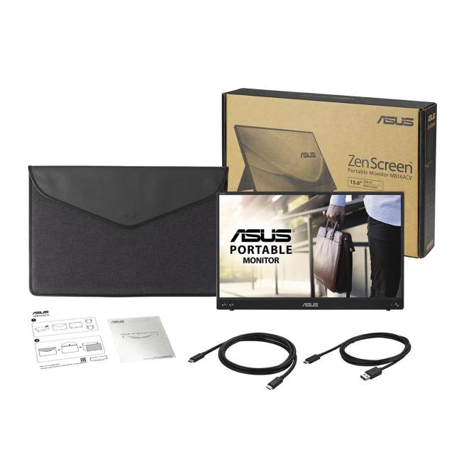 Монитор Asus ZenScreen MB16ACV, 15.6" (39.62 cm) IPS панел, Full HD, 5ms, 100 000 000:1, 250 cd/m2, USB Type-C