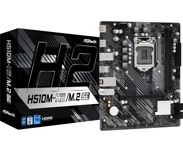 Дънна платка ASROCK H510M-H2/M.2 SE, LGA1200, 2x DDR4, 1x M2 PCIe Gen3x4, 4x SATA3 6.0 Gb/s, 2x HDMI, mATX