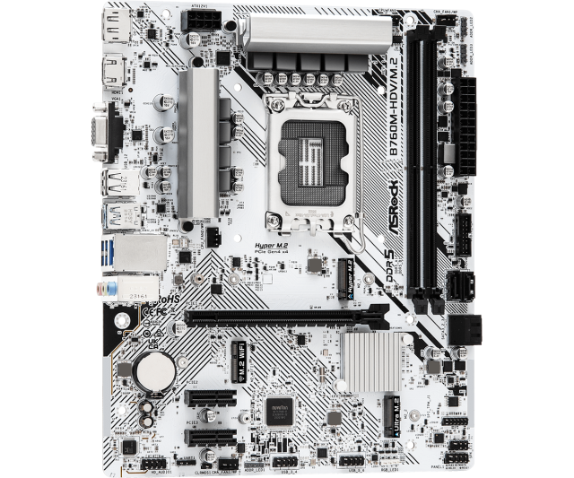 Дънна платка ASROCK B760M-HDV/M.2, LGA1700, 2x DDR5, 2x M.2 NVMe, 4 xSATA3, HDMI, DP, VGA, mATX