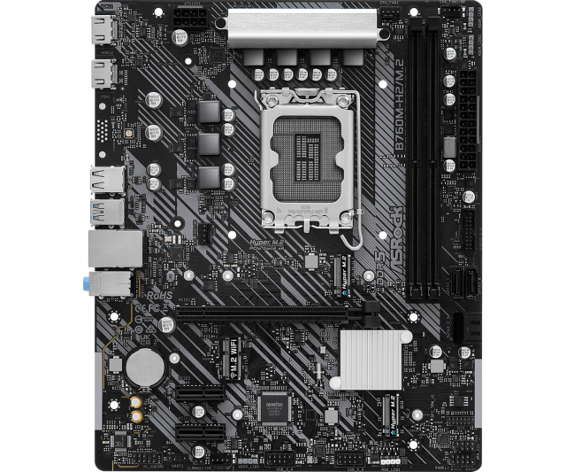 Дънна платка ASROCK B760M-H2/M.2, LGA1700, 2x DDR5, 2x M.2 NVMe, 4 xSATA3, 2x HDMI, mATX