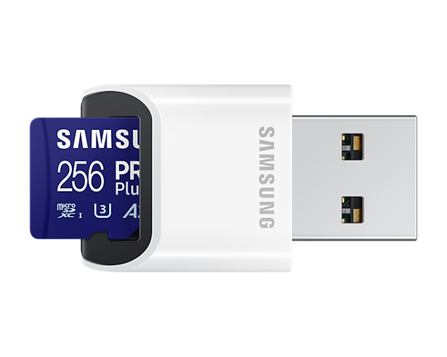 Карта памет Samsung PRO Plus, microSDXC, UHS-I, 256GB, Адаптер, USB четец