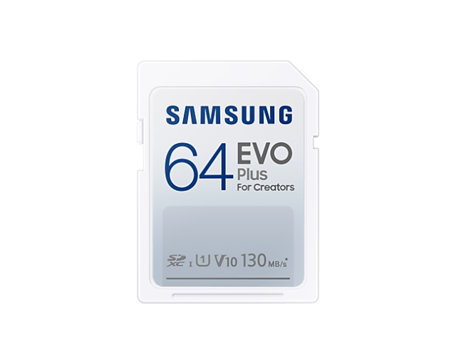 Карта памет Samsung EVO Plus, SD Card, 64GB, Бяла