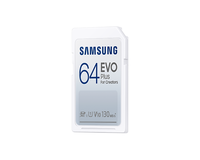 Карта памет Samsung EVO Plus, SD Card, 64GB, Бяла