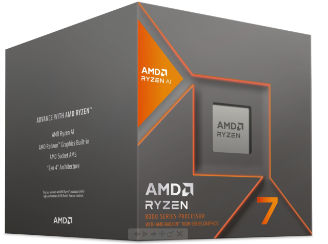 Процесор AMD Ryzen 7 8700G, 8C (4.2/5.1GHz, 24MB Cache, AM5) BOX, с охлаждане