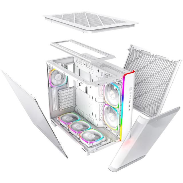 Кутия MONTECH KING 95 PRO ARGB, TG, Mid-Tower, 1x Type-C, 2x USB3.0, 1x Mic/Audio, ATX, Micro-ATX, Mini-ITX, Бяла