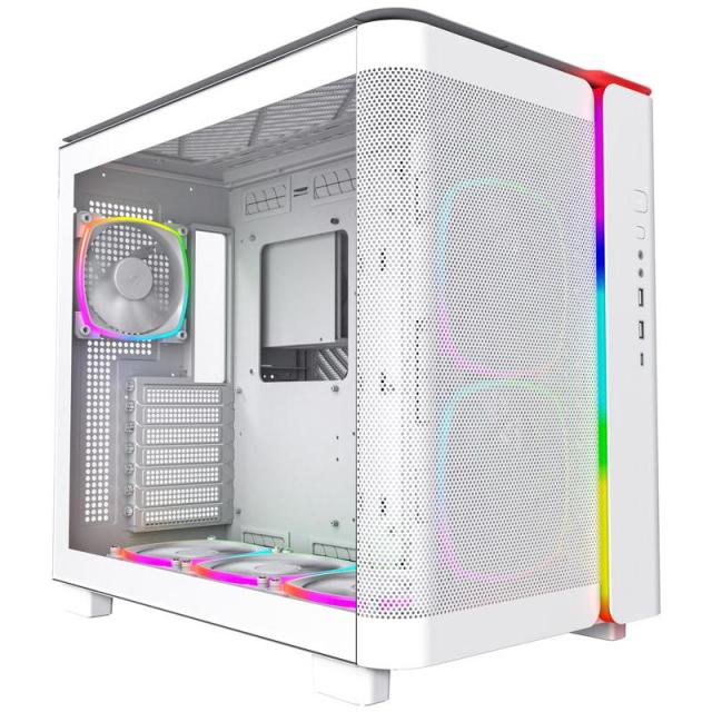 Кутия MONTECH KING 95 PRO ARGB, TG, Mid-Tower, 1x Type-C, 2x USB3.0, 1x Mic/Audio, ATX, Micro-ATX, Mini-ITX, Бяла
