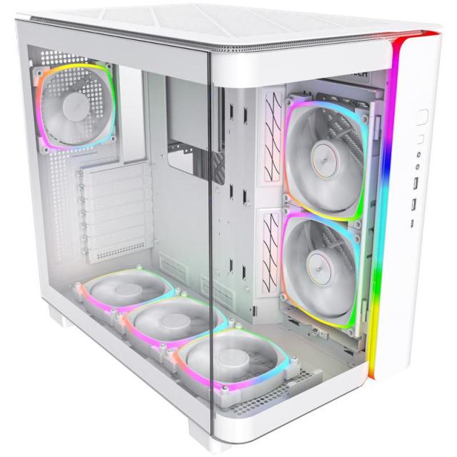 Кутия MONTECH KING 95 PRO ARGB, TG, Mid-Tower, 1x Type-C, 2x USB3.0, 1x Mic/Audio, ATX, Micro-ATX, Mini-ITX, Бяла