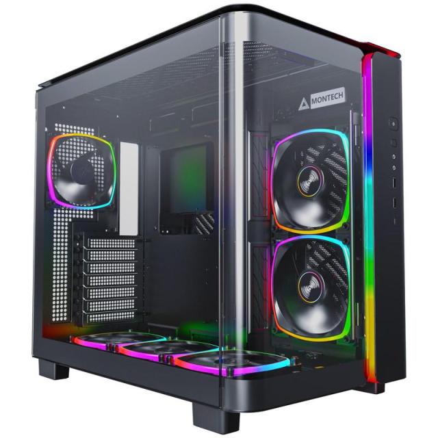Кутия MONTECH KING 95 PRO ARGB, TG, Mid-Tower, 1x Type-C, 2x USB3.0, 1x Mic/Audio, ATX, Micro-ATX, Mini-ITX, Черен