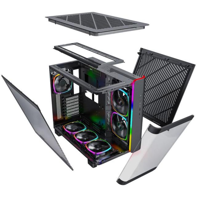 Кутия MONTECH KING 95 PRO ARGB, TG, Mid-Tower, 1x Type-C, 2x USB3.0, 1x Mic/Audio, ATX, Micro-ATX, Mini-ITX, Черен