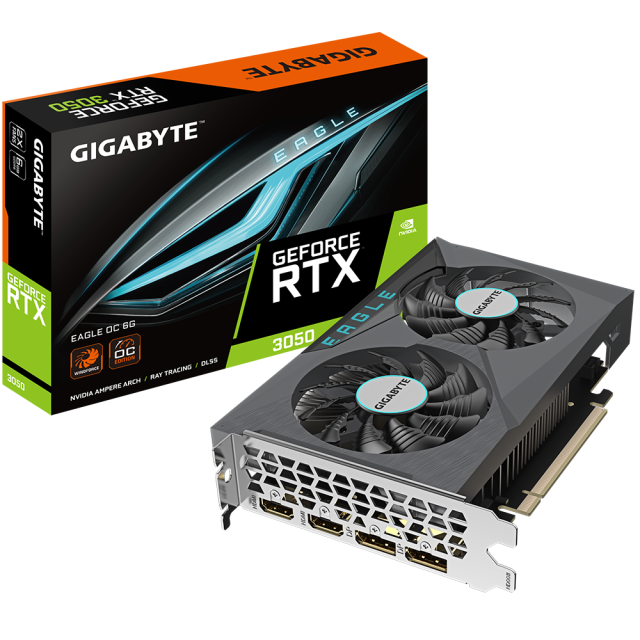 Видео карта GIGABYTE GeForce RTX 3050 EAGLE OC 6GB GDDR6, 96-bit, 2x HDMI, 2x DP