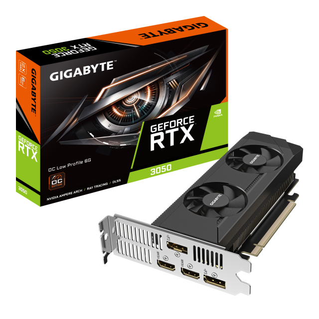 Видео карта GIGABYTE GeForce RTX 3050 OC Low Profile 6GB GDDR6, 96-bit, 2x HDMI, 2x DP