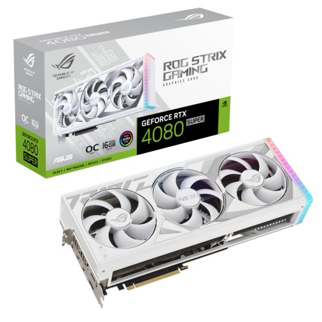 Видео карта ASUS ROG Strix GeForce RTX 4080 SUPER 16GB GDDR6X White OC Edition, 256-bit, HDMI, 3x DP