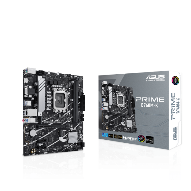 Дънна платка ASUS PRIME B760M-K, LGA1700, 2x DDR5, 2x M.2, 4x SATA, VGA, HDMI, mATX