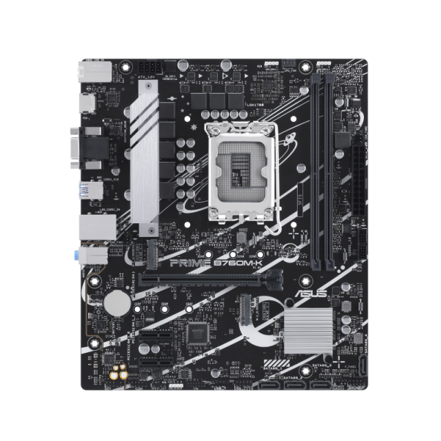 Дънна платка ASUS PRIME B760M-K, LGA1700, 2x DDR5, 2x M.2, 4x SATA, VGA, HDMI, mATX