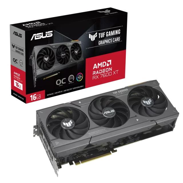 Видео карта ASUS TUF Gaming Radeon RX7600 XT OC Edition 16GB GDDR6, 128-bit,  HDMI, 3x DP