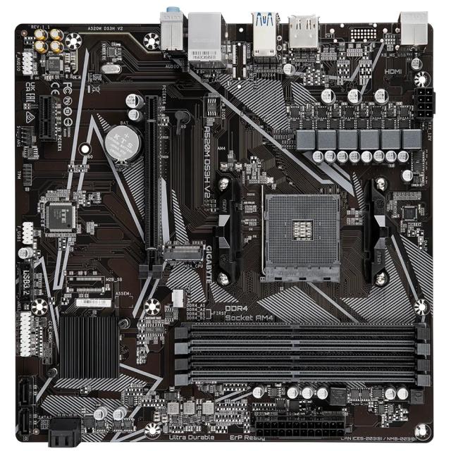 Дънна платка GIGABYTE A520M DS3H V2, AM4, 4x DDR4, 1x M.2, 4x SATA3, 1x PCIEx16, 1x PCIEx1, HDMI, DP, mATX