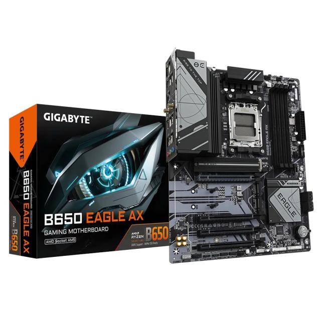 Дънна платка GIGABYTE B650 EAGLE AX, AM5, 4x DDR5, 3x M.2, 4x SATA 6Gb/s, Wi-Fi 6E, HDMI, DP, ATX