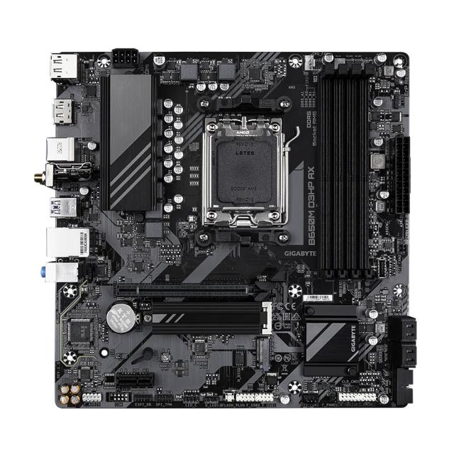 Дънна платка GIGABYTE B650M D3HP AX, AMD Socket AM5, 4x DDR5, 1x M.2, 4 x SATA 6Gb/s, Wi-Fi 6E, BT 5.3, HDMI, 2xDP, mATX