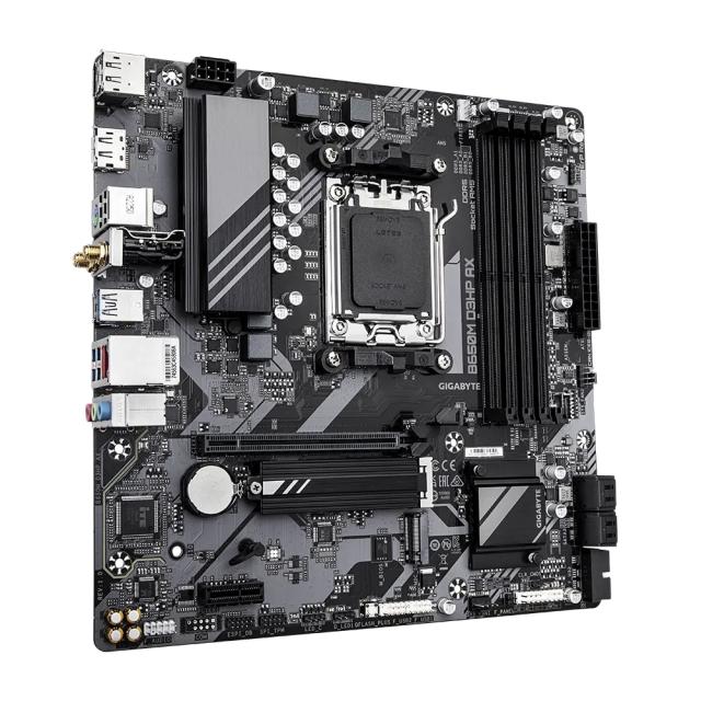 Дънна платка GIGABYTE B650M D3HP AX, AMD Socket AM5, 4x DDR5, 1x M.2, 4 x SATA 6Gb/s, Wi-Fi 6E, BT 5.3, HDMI, 2xDP, mATX