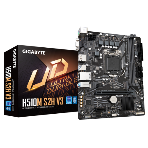 Дънна платка GIGABYTE H510M S2H V3, LGA1200, 2x DDR4, 1x M.2, 4 x SATA 6Gb/s, VGA, HDMI, DP, mATX