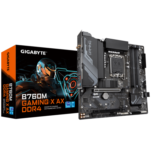 Дънна платка Gigabyte B760M GAMING X AX, B760, LGA1700, DDR4, 2x M.2, 4x SATA 6Gb/s, HDMI, DP, Wi-Fi 6E, Bluetooth 5.3, Micro ATX