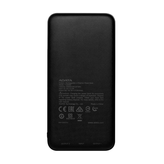 Външна батерия ADATA POWER BANK 10 000MAH, USB, BLACK