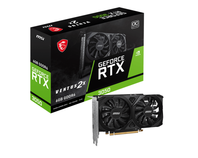Видео карта MSI NVIDIA GeForce RTX3050 VENTUS 2X 6G OC, 6GB GDDR6, 96-bit, 2x HDMI, DP