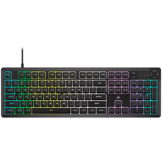  Геймърска клавиатура CORSAIR K55 CORE RGB, Wired, RGB, USB, Black