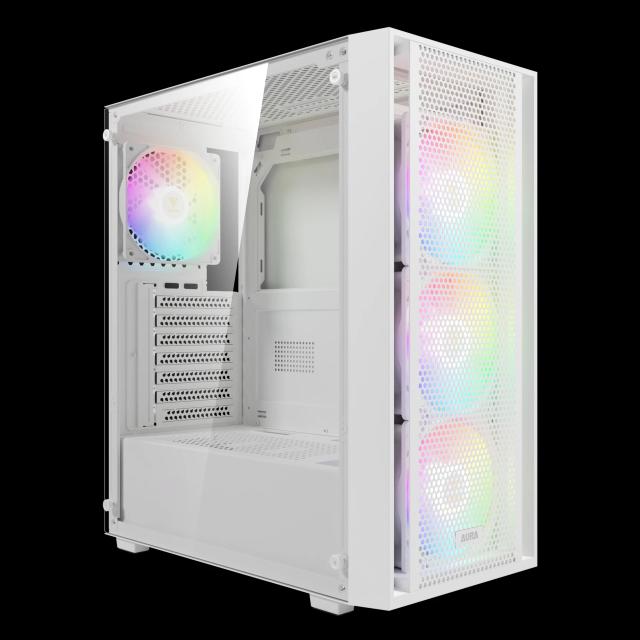 Кутия Gamdias AURA GC2 Elite White - Mesh, RGB, RGB, Middle Tower, 1 x USB 3.0, 2 x USB 2.0, ATX, mATX, Mini-ITX