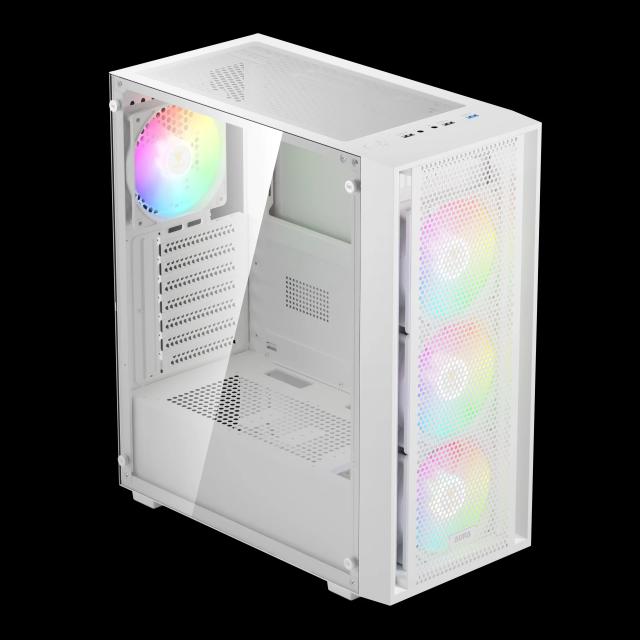 Кутия Gamdias AURA GC2 Elite White - Mesh, RGB, RGB, Middle Tower, 1 x USB 3.0, 2 x USB 2.0, ATX, mATX, Mini-ITX