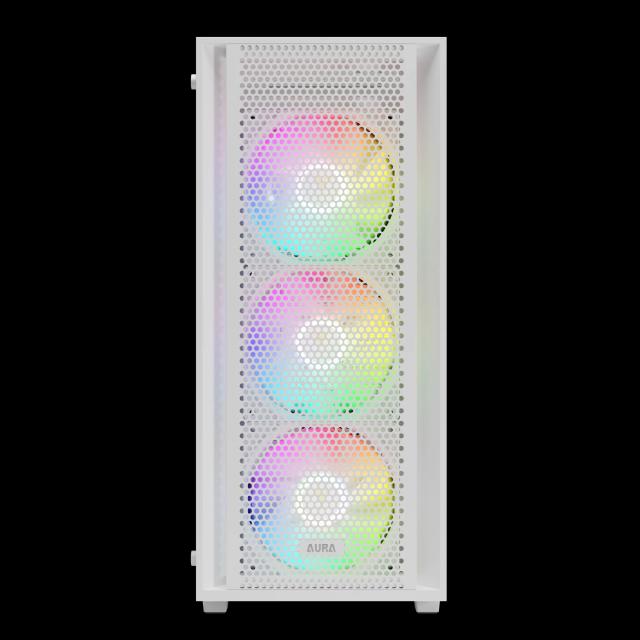 Кутия Gamdias AURA GC2 Elite White - Mesh, RGB, RGB, Middle Tower, 1 x USB 3.0, 2 x USB 2.0, ATX, mATX, Mini-ITX