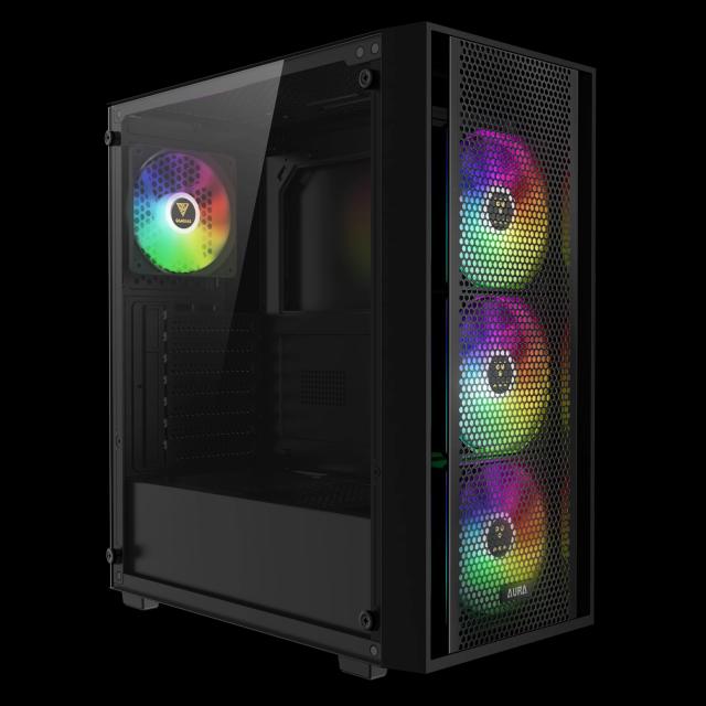 Кутия Gamdias AURA GC2 Elite - Mesh, RGB, RGB, Middle Tower, 1 x USB 3.0, 2 x USB 2.0, ATX, mATX, Mini-ITX