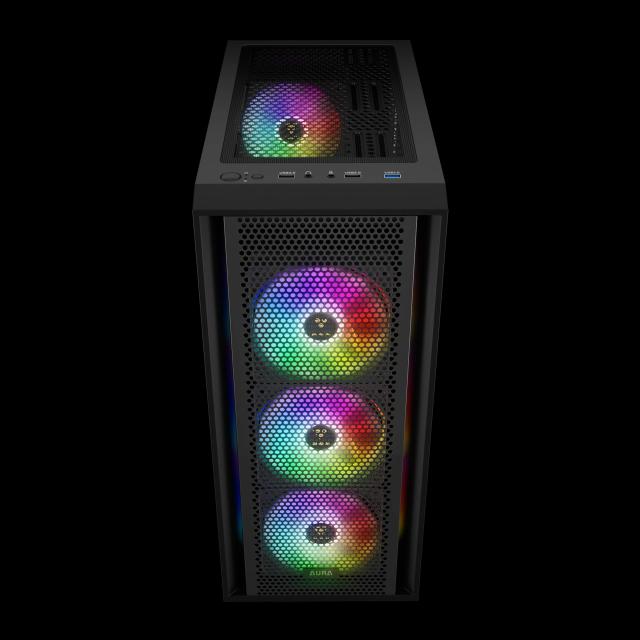 Кутия Gamdias AURA GC2 Elite - Mesh, RGB, RGB, Middle Tower, 1 x USB 3.0, 2 x USB 2.0, ATX, mATX, Mini-ITX