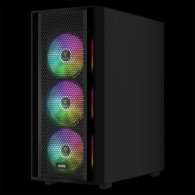 Кутия Gamdias AURA GC2 Elite - Mesh, RGB, RGB, Middle Tower, 1 x USB 3.0, 2 x USB 2.0, ATX, mATX, Mini-ITX