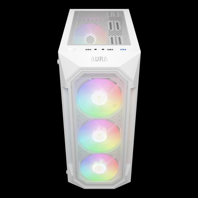 Кутия Gamdias AURA GC1 Elite White - Mesh, RGB, RGB, Middle Tower, 1 x USB 3.0, 2 x USB 2.0, ATX, mATX, Mini-ITX