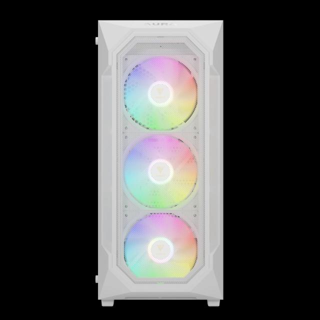 Кутия Gamdias AURA GC1 Elite White - Mesh, RGB, RGB, Middle Tower, 1 x USB 3.0, 2 x USB 2.0, ATX, mATX, Mini-ITX