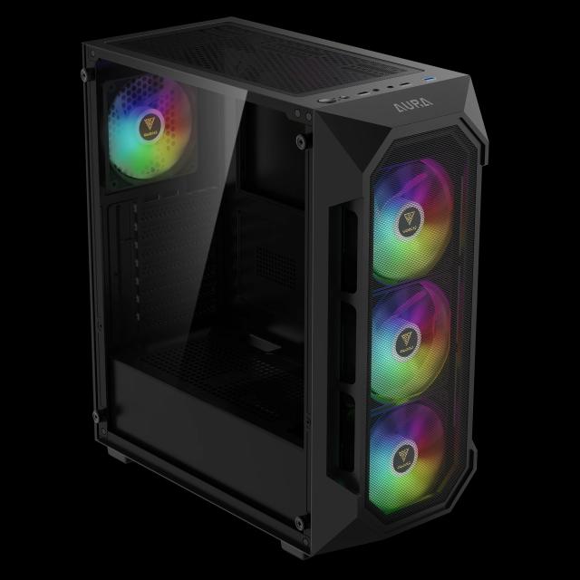 Кутия Gamdias AURA GC1 Elite - Mesh, RGB, RGB, Middle Tower, 1 x USB 3.0, 2 x USB 2.0, ATX, mATX, Mini-ITX