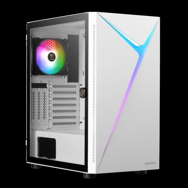 Кутия Gamdias ARGUS E4 Elite White, RGB, Middle Tower, 1 x USB 3.0, 2 x USB 2.0, RGB button, ATX, mATX, Mini-ITX