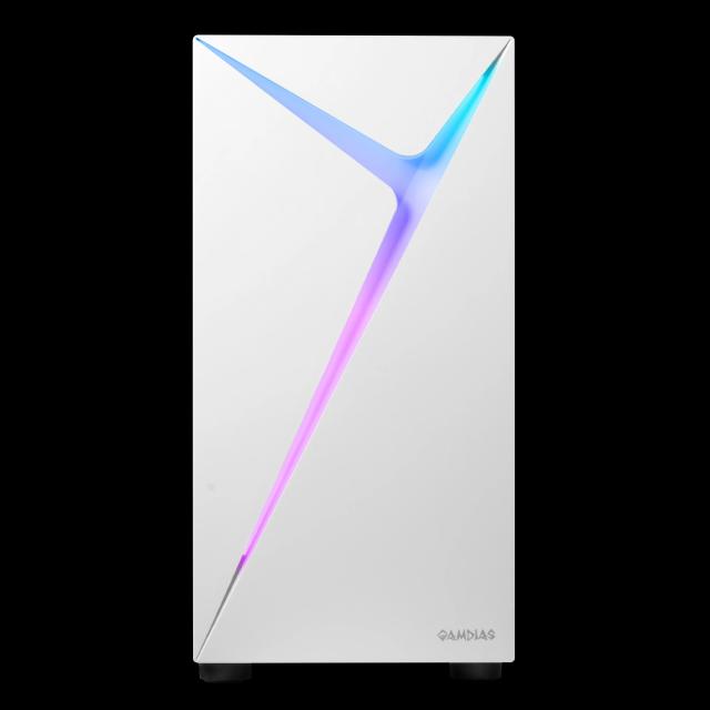 Кутия Gamdias ARGUS E4 Elite White, RGB, Middle Tower, 1 x USB 3.0, 2 x USB 2.0, RGB button, ATX, mATX, Mini-ITX