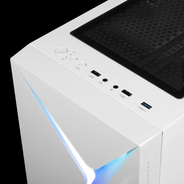 Кутия Gamdias ARGUS E4 Elite White, RGB, Middle Tower, 1 x USB 3.0, 2 x USB 2.0, RGB button, ATX, mATX, Mini-ITX