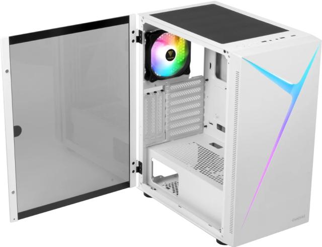 Кутия Gamdias ARGUS E4 Elite White, RGB, Middle Tower, 1 x USB 3.0, 2 x USB 2.0, RGB button, ATX, mATX, Mini-ITX
