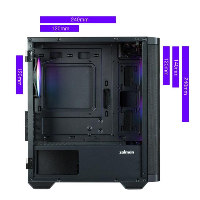 Кутия Zalman M4  Addressable RGB, Mini Tower, Tempered Glass, 2 x USB 3.0, 1 x USB 2.0, HD Audio x 1, mATX, Mini-ITX