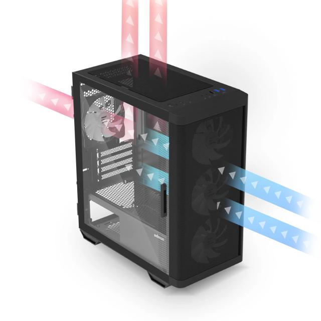 Кутия Zalman M4  Addressable RGB, Mini Tower, Tempered Glass, 2 x USB 3.0, 1 x USB 2.0, HD Audio x 1, mATX, Mini-ITX