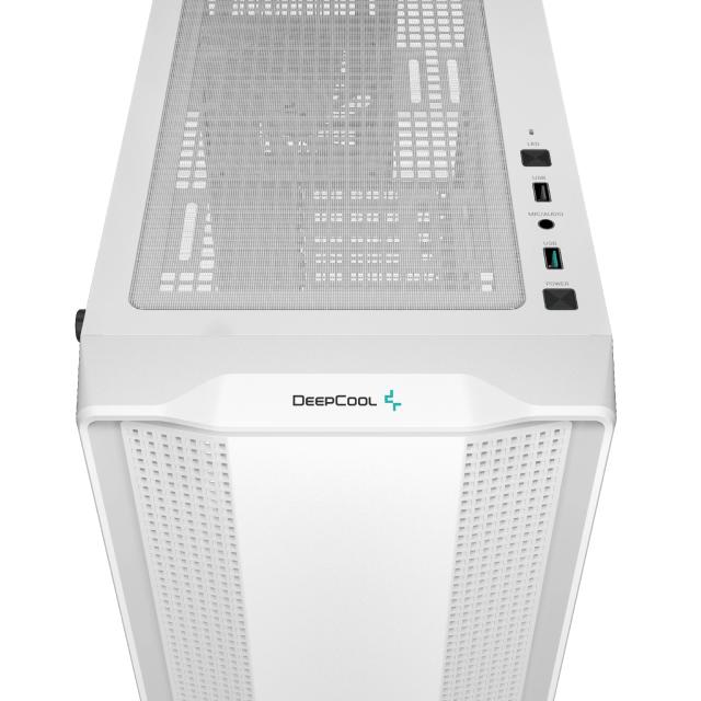 Кутия за компютър DeepCool CC560 WH, Middle Tower, 1 x USB 2.0, 1 x USB 3.0, HD Audio x 1, ATX, mATX, Mini-ITX, бяла