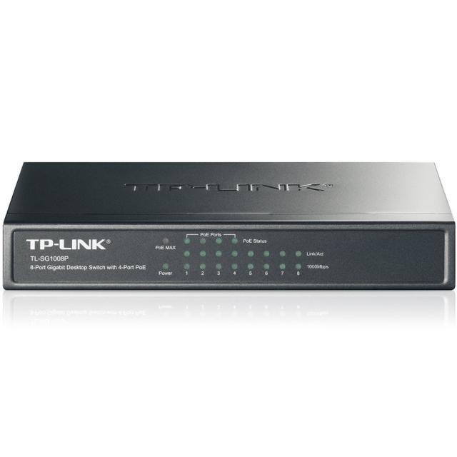 Суич TP-Link TL-SG1008P, 1000Mbps, 8Port, PoE